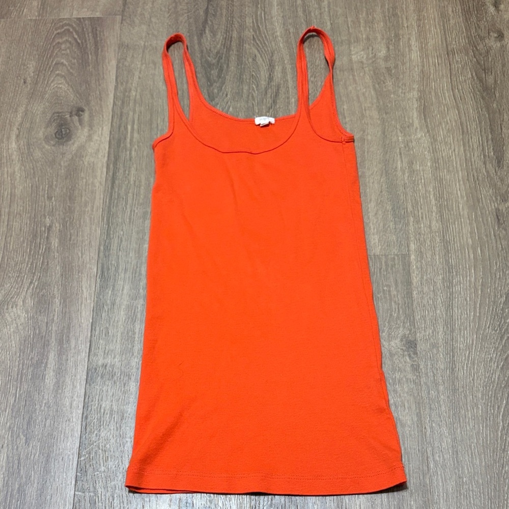 J Crew Women Orange Tank Top Sleeveless Scoop Neck Basic Layering Piece Size XS